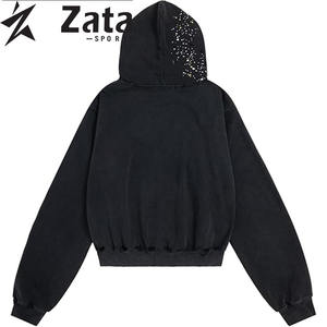 Sweat à capuche tendance pour homme, orné de strass, scintillant, en tissu polyester/coton respirant et écologique, style moderne. - Product Image 6