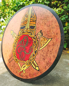 แขนเสื้อไวกิ้งชาวนอร์สยุคกลางทำด้วยมือโล่ไม้คอสเพลย์ฮาโลวีนงานหัตถกรรม Calvin - Product Image 2