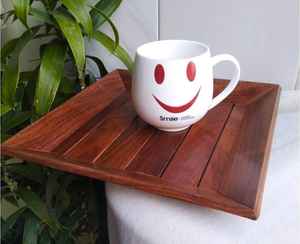 Finition naturelle en bois d'acacia Plateau de service en bois fait à la main Accessoires de cuisine classiques rectangulaires Vaisselle de service pour la fête - Product Image 2