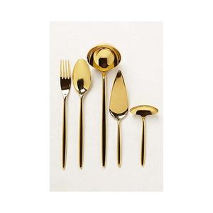 Carve Leaf Flower & Many Other Luxury Design Handle With Servant Dessert Couverts Gold Polished Servers Vaisselle Set - Product Image 3