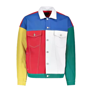 Nouvelle mode de veste en jean à boutons pour hommes veste en jean grande taille à col rabattu multicolore en tissu personnalisé de haute qualité - Product Image 1