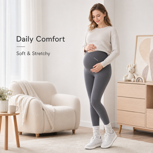 Pantalon de grossesse sans couture hiver, taille haute, doublé <span class=keywords><strong>polaire</strong></span>, soutien ventral, effet push-up, pour le yoga et l'extérieur - Product Image 6