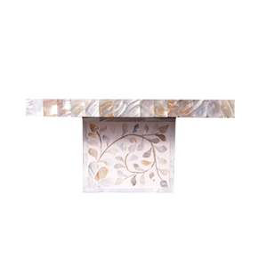 Support à gâteau carré floral blanc de haute qualité, fait à la main, écologique, incrustation de nacre, outils de pâtisserie haut de gamme pour desserts et petits-déjeuners - Product Image 1