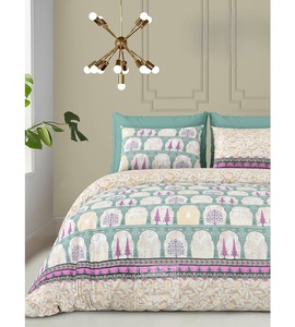 Pure Cotton <b>Gold</b> Print King Size Flat Sheet with 2 <b>Pillow</b> Cases Durable Printed Elegant Luxury Bed Sheets for Home - Product Image 1