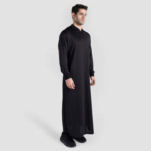 Túnica Thobe/Thawb Informal y Transpirable de Algodón para Hombre con Costuras Elegantes, Largo hasta el Tobillo, Ropa Musulmana Islámica - Product Image 4
