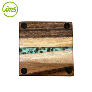 Epoxy Resin Acacia Wood Square Coaster <b>Trivet</b> - Product Image 3