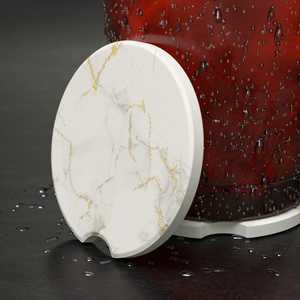 Posavasos de Piedra de Savia de Lujo con Diseño de Mármol Dorado, Recuerdo de Boda o Inauguración de Casa - Product Image 2