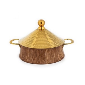 Latest Design Food Warmer Round Hot <b>Pot</b> In Gold Black And Color Iron Casserole Hot <b>Pot</b> With Lid Highest QUality - Product Image 3