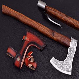 Hacha hecha a mano de fábrica de cubiertos OEM ODM personalizada al por mayor nuevo modelo de acero al carbono de grado industrial con cubierta de cuero hacha - Product Image 5