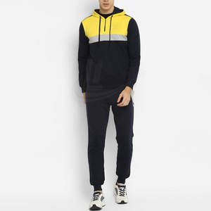 Survêtement brodé chenille personnalisé survêtement superposé à fermeture éclair à manches coutures latérales pantalon de survêtement évasé pour hommes ensembles de deux pièces - Product Image 3