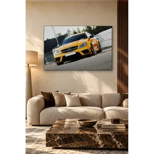 Fida Yellow Mercedes C63 AMG Coupe at Race Track <b>Canvas</b> Print - Product Image 3