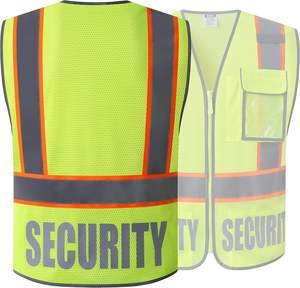 High Visibility <b>Reflective</b> Security <b>Vest</b> for Men and Women Canvas Fabric Reversible 5 Pockets Front Zipper Mesh Safety <b>Vest</b> - Product Image 3