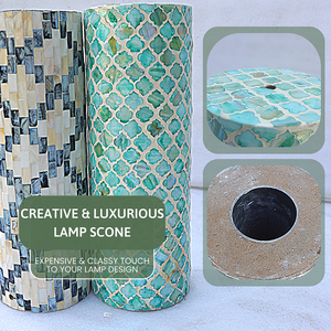 Jacre Support de lampe cylindrique à carreaux Aqua de haute qualité Décoration intérieure Lampe sur pied - Product Image 5