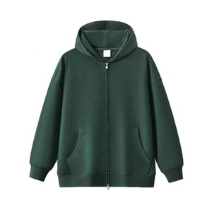 Gran oferta, sudaderas con capucha de invierno con cremallera de algodón 100% de alta calidad para hombre, logotipo personalizado bordado, hombro caído, doble cremallera, ajuste holgado - Product Image 6