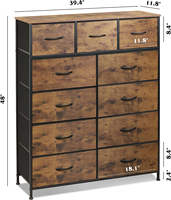 Chunlei OEM Rustique Brun Grain De Bois Impression 11 Tiroirs Commode Tour De Rangement pour Chambre Couloir Organisateur Unité