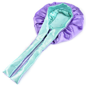 Einfache Doppels ch ichten verstellbare seidige Motorhaube Luxus-Schlaf kappen Echte Satin-Dusch mütze Designer-Haar mützen für Frauen - Product Image 2