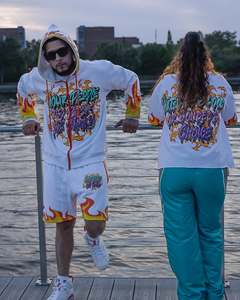 Custom <b>Zip</b> <b>up</b> <b>Jacket</b> and Shorts Set Acid Wash Vintage Zipper Tracksuits Rhinestone Dtg <b>Zip</b> <b>up</b> Hoodie and Short Jogger Set - Product Image 6