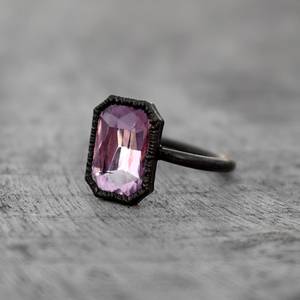 <b>Rose</b> Quartz Hydro Ring Cut Natural <b>Clear</b> Gemstone Anniversary Gift Rings for Women Wedding Octagon Cut Dainty 925 Silver - Product Image 2