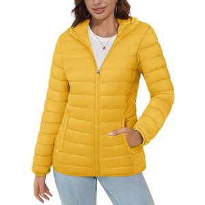 Veste coupe-vent veste à capuche pour femme manteau matelassé léger 3 poches zippées vêtements d'extérieur chauds d'hiver - Product Image 5
