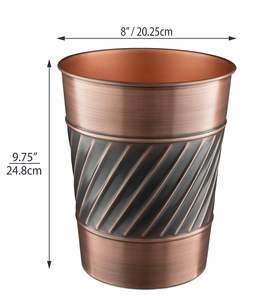 Round COPPER GOLD TEXTURED Metal Dustbin Convenient Waste Management Solution for Indoor and Outdoor Spaces High-quality BEST - Product Image 4