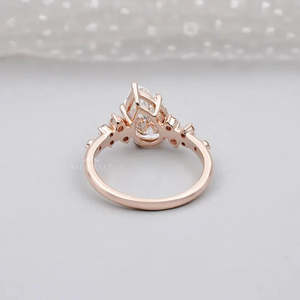 IGI Certified Rose Gold Engagement <b>Ring</b> with Pear Cluster Side Stones <b>Diamond</b> <b>Rings</b> Collection - Product Image 4