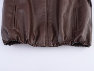 Chaqueta Bomber de Piel Sintética para Mujer, Otoño 2025, Estilo Chic, Nueva Moda, Vintage, Manga Larga, Informal, Combinable con Todo, Prenda Exterior Femenina - Product Image 5