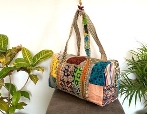 Beautiful Luxury Multi Shade Patchwork Handmade Cotton <b>Block</b> Print Duffle Bag Sport Tactical Eco-Friendly Travel/Gym/<b>Yoga</b> - Product Image 2
