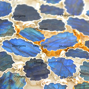 Tranche de labradorite naturelle de feu bleu pendentif de pierres précieuses galvanisées pendentif en cristal poli bijoux de forme naturelle plaqués or - Product Image 2