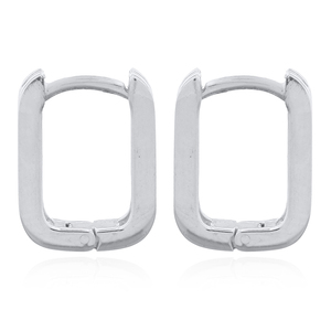 Trendy Sleek Round Rectangle <b>Hinged</b> 925 Silver Hoop <b>Earrings</b> for Women's Party & Gift Direct From Thailand - Product Image 2