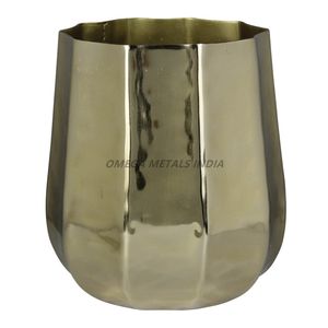 Vente en gros d'usine de vases en métal de couleur laiton poli avec une forme ronde élégante et un design contemporain pour des intérieurs élégants - Product Image 1