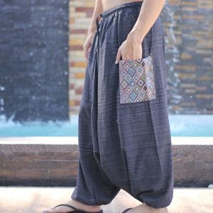 กางเกงปายผ้าฝ้ายใส่สบายมีกระเป๋าขนาดใหญ่ลาย hmong ใส่สบายเหมาะสำหรับการพักผ่อนบนท้องถนนและกิจกรรมทางวัฒนธรรม - Product Image 4