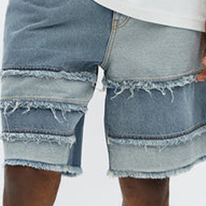 Shorts Vaqueros Casuales y Relajados para Hombre, con Contraste Deshilachado, Lavado Azul Medio, Transpirables, con Bolsillos, Diseño Moderno - Product Image 6