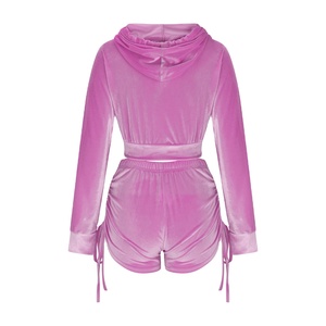 Ensemble de vêtements de détente en velours pour femmes de haute qualité, deux pièces, haut à fermeture éclair, shorts, coupe ajustée tendance, imprimé décontracté, hiver 2026 - Product Image 4