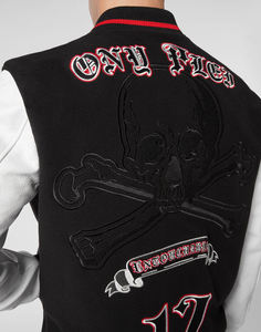 แจ็กเก็ตทีมฟุตบอลสำหรับผู้ชายแจ็คเก็ตหนังปักลายกำมะหยี่แขนเสื้อเบสบอลบอมเบอร์เลตเทอร์แมนแจ็คเก็ตนักศึกษาวิทยาลัย - Product Image 4