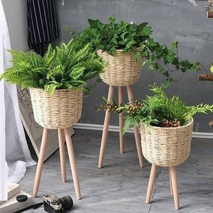 Vente en gros jardinière en rotin tissé à la main paniers pour pots de fleurs décoration de la maison paniers en osier pots pour plantes d'intérieur décoration de table - Product Image 1