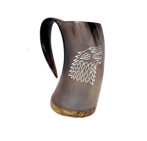 Mug en corne de buffle authentique et écologique, fait à la main, de qualité alimentaire, style médiéval, religieux, Feng Shui, mug à bière animal - Product Image 4