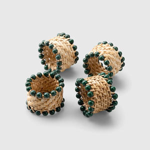 Best Price Handmade Rattan Napkin Ring with <b>Beaded</b> <b>Set</b> Table Decor Accessory Charming Rustic Wedding Holiday Everyday Dining - Product Image 4