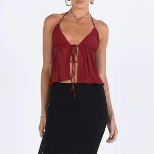 Top corto Halter de punto en blanco para mujer, Tops cortos lisos para mujer, novedad de verano al por mayor, Top corto Halter personalizado 2025 - Product Image 2