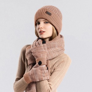 Écharpe d'hiver pour hommes et femmes, ensemble de gants à écran tactile, cache-cou, ensemble de chapeaux tricotés épais, ensemble de gants pour hommes et femmes - Product Image 1