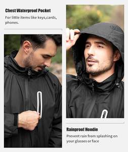 Traje de Lluvia de Golf Unisex, Cortavientos, Informal, Sólido, Chaqueta y Pantalón, Ligero, con Capucha, Ecológico, Reversible - Product Image 2