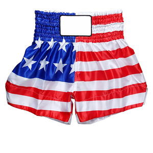 Wholesale <b>Pink</b> Satin Muay Thai <b>Shorts</b> Custom Digital Print Swallow Boxing Trunks Breathable for Women and <b>Men</b> - Product Image 3