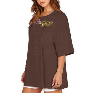 New Arrival Factory Direct Sale <b>Women</b> Casual <b>Plus</b> <b>Size</b> Oversize <b>T</b>-<b>Shirt</b> Solid Custom Design 100% Cotton Customizable - Product Image 2