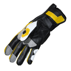 Unisex Full-Finger Genuine Leather Gloves Biker Gauntlet Yellow White Motocycle Racing Design Auto Racing Wear Breathable - Product Image 3
