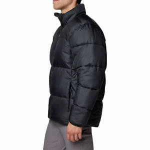 Veste d'hiver matelassée unie pour homme, en toile épaisse, col montant, logo personnalisé sur le devant, respirante et coupe-vent, vente en gros - Product Image 5