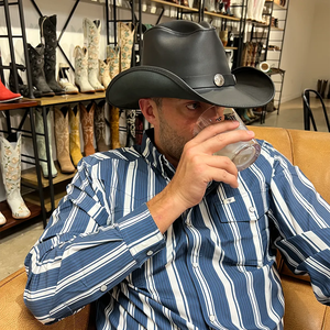 Nouveaux chapeaux de cowboy en cuir véritable pour hommes, style western, pour l'extérieur, chapeaux de cowboy en cuir véritable, chapeaux de mode en gros - Product Image 5