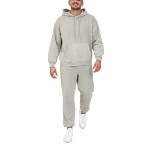 2025 High Quality Sweatsuits Sweatpants and Hoodie <b>Set</b> Winter Thick 100%cotton Plain Custom Sweatsuits for Men - Product Image 1