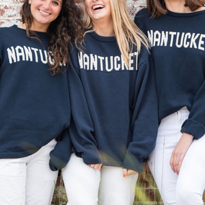Women's Customized Woven Plain Dyed Cotton Fisherman Winter Beach <b>Sweater</b> Nantucket Style Front Logo Casual Sweatshirts - Product Image 2