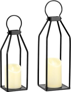 Decorative Hot Sale Black Portable Iron Garden Floor Lamp <b>Lantern</b> <b>Set</b> Of 2 Candle <b>Lantern</b> Ornaments - Product Image 6