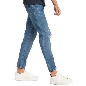 กางเกงยีนส์ผู้ชายทรงหลวมเอวกลาง ขาบาน แต่งยับสไตล์วินเทจ คุณภาพสูง รุ่นใหม่  แบบย้อมสีเอซิด  รับสั่งตัดเย็บ  รักษ์โลก ไซส์ใหญ่พิเศษ - Product Image 6