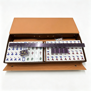 Portable Mahjong Tile Set Melamine Game Tiles Foldable Storage Box for <b>Entertainment</b> and Travel - Product Image 2
